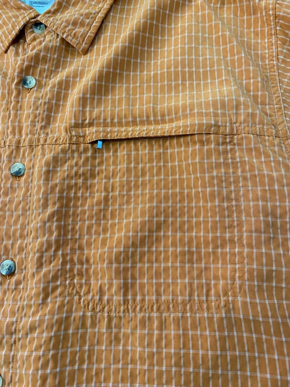 The North Face Men’s Sz‎ L Orange Plaid Short Sleeve Button Down